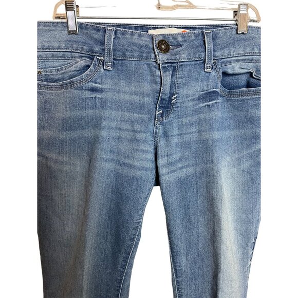 G by guess mid rise jeans size 31 stretch medium wash cuffed Y2K - Picture 2 of 14